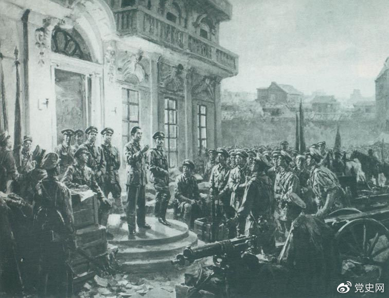 1927年8月1日，南昌起義爆發(fā),標志著中國共產(chǎn)黨獨立領導革命戰(zhàn)爭、創(chuàng)建人民軍隊和武裝奪取政權的開端，開啟了中國革命新紀元。這是《八一起義》油畫。